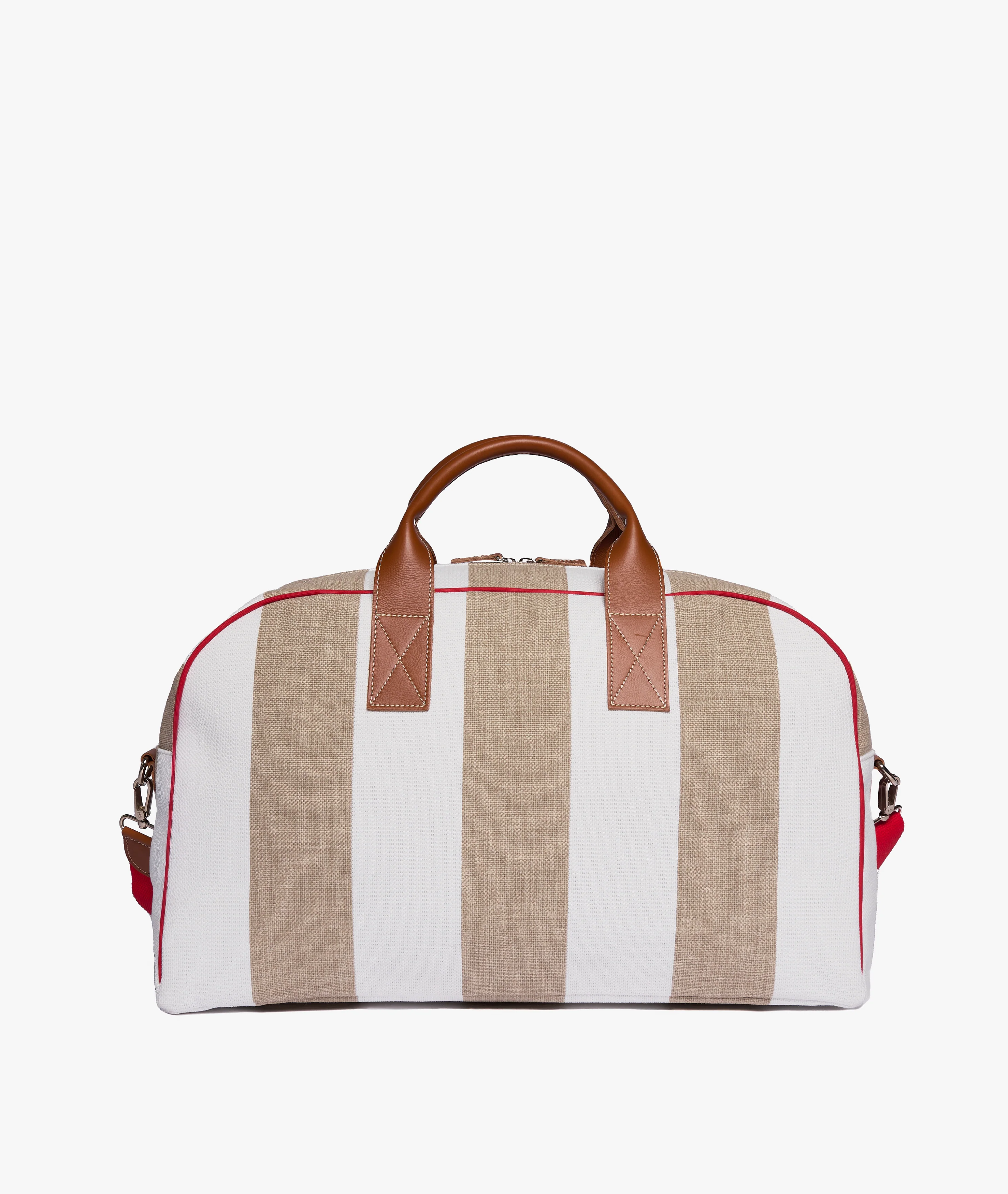 Standford Duffel Bag Stripe in White/Sand